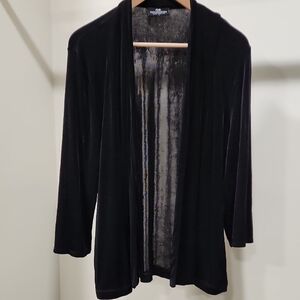 Women’s Black Open-Front Velvet Cardigan